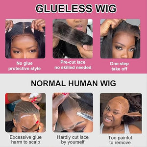 Wear and Go Glueless Wigs Human Hair 5x5 HD Lace Closure Body Wave Wig 180% Density Pre Cut Lace No Glue 5X5 Closure Wigs for Black Women Glueless Pre-plucked with Baby Hair