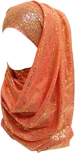 Sparkle Shimmer Gold Glitter Women's Hijab Muslim Head Wrap Scarf Shawl Lightweight