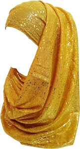 Sparkle Shimmer Gold Glitter Women's Hijab Muslim Head Wrap Scarf Shawl Lightweight