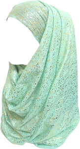 Sparkle Shimmer Gold Glitter Women's Hijab Muslim Head Wrap Scarf Shawl Lightweight