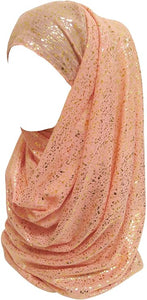 Sparkle Shimmer Gold Glitter Women's Hijab Muslim Head Wrap Scarf Shawl Lightweight