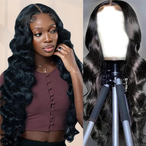 HD Lace Closure Wigs Human Hair 180% Density Ready to Wear Glueless Wigs Human Hair Pre Plucked Pre Cut Human Hair Glueless Wigs for Women with Baby Hair Natural Black