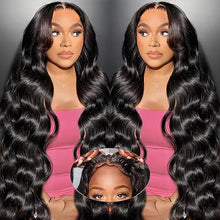 Load image into Gallery viewer, Wear and Go Glueless Wigs Human Hair 5x5 HD Lace Closure Body Wave Wig 180% Density Pre Cut Lace No Glue 5X5 Closure Wigs for Black Women Glueless Pre-plucked with Baby Hair