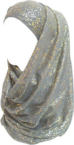 Sparkle Shimmer Gold Glitter Women's Hijab Muslim Head Wrap Scarf Shawl Lightweight