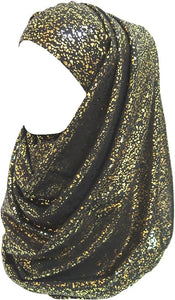 Sparkle Shimmer Gold Glitter Women's Hijab Muslim Head Wrap Scarf Shawl Lightweight