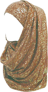 Sparkle Shimmer Gold Glitter Women's Hijab Muslim Head Wrap Scarf Shawl Lightweight