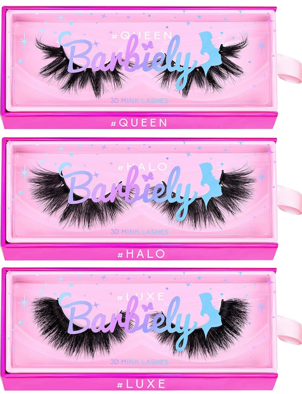 Barbiely 20mm Mink Lashes, 3D Real Mink Lashes, 3 Pairs Fluffy Dramatic False Eyelashes, 100% HandMade Mink Lshes, 6D Wispy Long Thick Full Volume Strip Eye Lashes, Cruelty Free(Party Time)