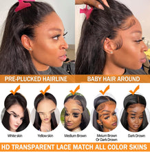 Load image into Gallery viewer, 13x4 Lace Front Wigs Human Hair Straight HD Lace Frontal Wigs Human Hair Pre Plucked with Baby Hair Bleached Knots 150% Density Brazilian Virgin Human Hair Wigs for Black Women Natural