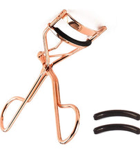 Load image into Gallery viewer, EMILYSTORES Professional Makeup Tool for Eyelashes with 2 Replacement Silicone Refill Pads Pinch Pain Free Metal Eyelash Curler 1PC, Golden Color