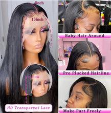 Load image into Gallery viewer, BunGiol 30 Inch Lace Front Wig Human Hair 613 Blond Lace Front Wig Human Hair 13x4 Hd Straight Lace Front Wigs Human Hair Bleached Knots 613 Glueless Human Hair Wigs For Black Women 180% Density