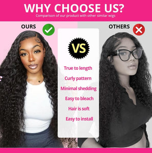 Lace Front Wigs Human Hair: 13x6 Deep Wave Lace Front Wigs Human Hair Glueless Wigs for Women 12A 180% Density HD Transparent 28 Inch Deep Curly Lace Frontal Wig Human Hair Pre Plucked with Baby Hair