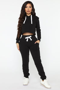 She's Cozy Hoodie And Jogger Set - Black