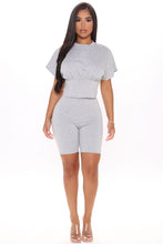 Load image into Gallery viewer, Lets Chill Biker Short Set - Heather Grey