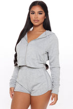 Load image into Gallery viewer, Slowing Things Down Crop Zip Up And Short Set - Black