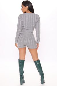 Move Knit Sweater Short Set - White