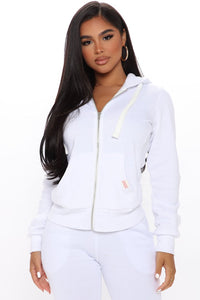 Relaxed Vibe Zip Up Jacket - White