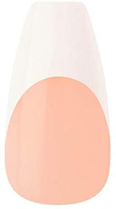 KISS Salon Acrylic French Nail Manicure Set, Medium Length, Square, “Je T'aime”, Nail Kit Includes Pink Gel Nail Glue (Net Wt. 2 g / 0.07oz.), Mini File, Manicure Stick, and 28 Fake Nails