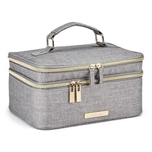 Load image into Gallery viewer, Tartan + Twine  Professionista Gray Train Case With Adjustable Dividers
