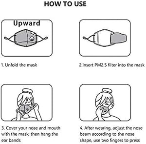 4pcs Reusable and Breathable Face Bandanas with Breathing Valve & 20pcs Activated Carbon Filters (4pcs+20filters)
