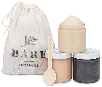 Bare Botanics Salt Scrub Gift Set – Gently Exfoliating & All Natural | Non-Greasy, Ultra Moisturizing