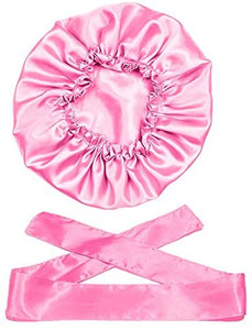 Wig Bonnet Edge Scarf Set, Stain Edge Laying Scarf for Lace Frontal Wigs, Double-Layered Satin Sleep Bonnet for Kids and Adults (Various 1pcs Bonnet+ 1pcs Frontal Wraps)