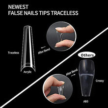 Load image into Gallery viewer, UNA GELLA Extra Long Nail Tips Coffin 200 PCS XXL Long Clear Acrylic Ballerina Nail Tips Half Cover Long False Artificial Nail Tips With Box For Nail Salons and Home DIY