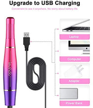 Load image into Gallery viewer, Electric Nail Drill Machine Kit, Lavinda Aurora Portable Upgraded USB Efile Set For Acrylic Gel Nails, 20000RPM with Diamond Drill Bits Nail Clipper and Brush, Home Salon Use