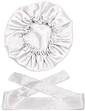 Load image into Gallery viewer, Wig Bonnet Edge Scarf Set, Stain Edge Laying Scarf for Lace Frontal Wigs, Double-Layered Satin Sleep Bonnet for Kids and Adults (Various 1pcs Bonnet+ 1pcs Frontal Wraps)