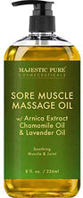 Load image into Gallery viewer, MAJESTIC PURE Arnica Sore Muscle Massage Oil for Body - Best Natural Therapy with Lavender and Chamomile Essential Oils - Warming, Relaxing, Massaging Joint &amp; Muscles - 8 fl. oz