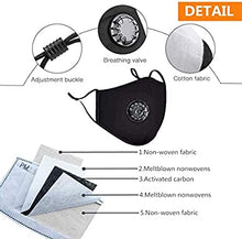 Load image into Gallery viewer, 4pcs Reusable and Breathable Face Bandanas with Breathing Valve &amp; 20pcs Activated Carbon Filters (4pcs+20filters)