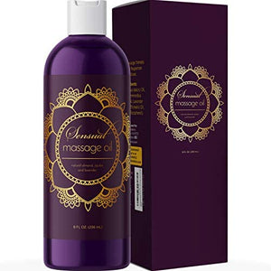 Sensual Massage Oil for Couples - No Stain Lavender Massage Oil for Massage Therapy and Relaxing Massage Oil with Sweet Almond Oil for Skin - Anti Aging Moisturizer and Natural Body Oil for Dry Skin