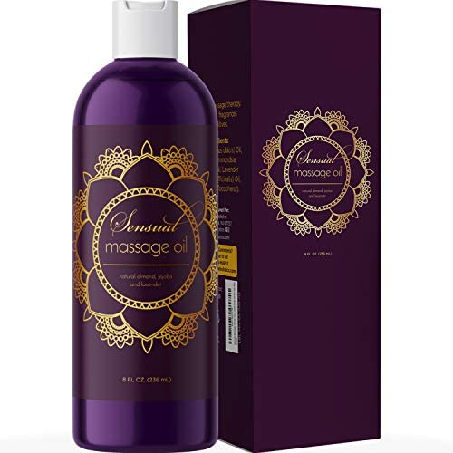 Sensual Massage Oil for Couples - No Stain Lavender Massage Oil for Massage Therapy and Relaxing Massage Oil with Sweet Almond Oil for Skin - Anti Aging Moisturizer and Natural Body Oil for Dry Skin