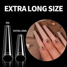 Load image into Gallery viewer, UNA GELLA Extra Long Nail Tips Coffin 200 PCS XXL Long Clear Acrylic Ballerina Nail Tips Half Cover Long False Artificial Nail Tips With Box For Nail Salons and Home DIY