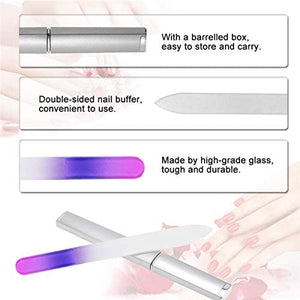 5 Pack Glass Nail File With Case, Crystal Fingernail Files, Double Sided Finger Nail Files, Professional Manicure Nail Care