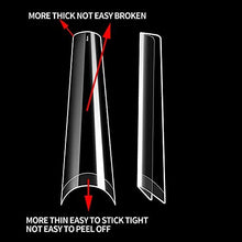 Load image into Gallery viewer, UNA GELLA Extra Long Nail Tips Coffin 200 PCS XXL Long Clear Acrylic Ballerina Nail Tips Half Cover Long False Artificial Nail Tips With Box For Nail Salons and Home DIY