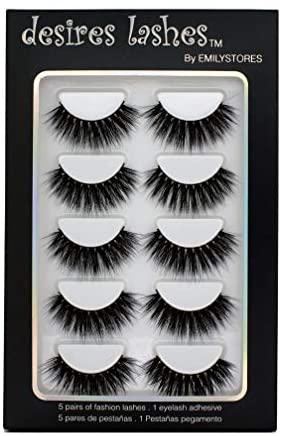 DESIRES LASHES By EMILYSTORES Natural Eyelashes 3D Faux-Mink Lashes Multipack 5Pairs, Texture