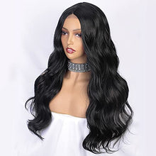 Load image into Gallery viewer, ORSUNCER Long Black Body Wave Wig for Women Middle Part Wig Natural Black Long Wavy Curly Synthetic Heat Resistant Hair Wigs
