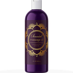 Sensual Massage Oil for Couples - No Stain Lavender Massage Oil for Massage Therapy and Relaxing Massage Oil with Sweet Almond Oil for Skin - Anti Aging Moisturizer and Natural Body Oil for Dry Skin