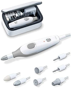 Beurer, 10piece Professional Nail Drill Kit for Manicure Pedicure Electric Nail File Set incl. 7 Attachments Pouch Nails Care Tool with 3 Speeds All in One Trimmer Grinder Polish