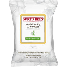 Load image into Gallery viewer, 30 Count, Burt&#39;s Bees Facial Cleansing Towelettes, Sensitive Skin
