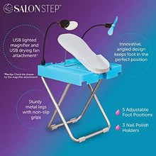 Load image into Gallery viewer, Salon Step The Beauty Footrest for Easy At-Home Pedicures, Treat Your Feet, No More Bending or Stretching with LED Magnifier, Drying Fan, Adjustable Foot Rest, Non-Slip Sturdy Legs &amp; Built-In Storage