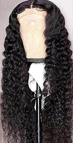 BLY Deep Wave Lace Front Wigs Human Hair 4x4 Closure Wigs, Human Hair Deep Water Wave Closure Wigs 180% Density Brazilian Deep Wave Wig Pre Plucked with Baby Hair for Black Women Natural Color 22 Inch