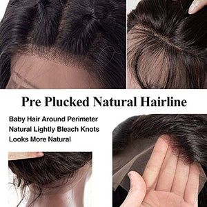 ITODAY 13×4 Lace Front Wigs Human Hair Brazilian Straight Human Hair Wigs for Black Women Pre Plucked Straight Hair Lace Frontal Wigs with Baby Hair Natural Color