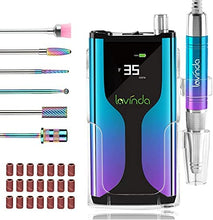 Load image into Gallery viewer, Professional Cordless Nail Drill Machine, Lavinda Rechargeable 35,000RPM Skyspace E File, Portable Electrical Nail File for Acrylic Nails with Upgrade Carbide Tungsten Drill Bits Protective Case