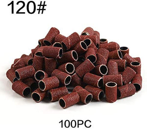 Nail Art Sanding Bands Set 100pc Manicure Sanding Ring for Electric Nail Drill Nail Salon Tools Set Size 120