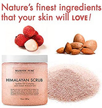 Load image into Gallery viewer, Majestic Pure Himalayan Salt Body Scrub with Lychee Oil, Exfoliating Salt Scrub to Exfoliate &amp; Moisturize Skin, Deep Cleansing - 10 oz