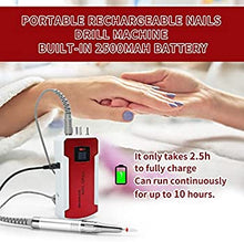 Load image into Gallery viewer, Nails Drill Machine Professional, Rechargeable Efile Nail Drill Electric Nail Drill Cordless, Portable Nail Drills for Acrylic Nails Quiet and Low Vibration Electric Nail File