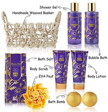 Load image into Gallery viewer, Relaxing Spa Gift Basket for Women - 9 Pcs Luxury Aromatherapy Lavender and Chamomile at Home Spa Bath Body Set
