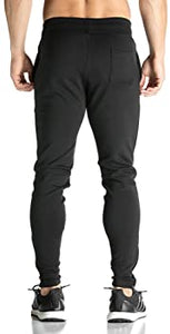 Mens Zip Joggers Pants - Casual Gym Workout Track Pants Comfortable Slim Fit Tapered Sweatpants with Pockets