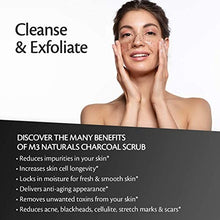 Load image into Gallery viewer, مقشر الجسم بالفحم النشط من M3 Naturals، غني بالكولاجين والخلايا الجذعية
